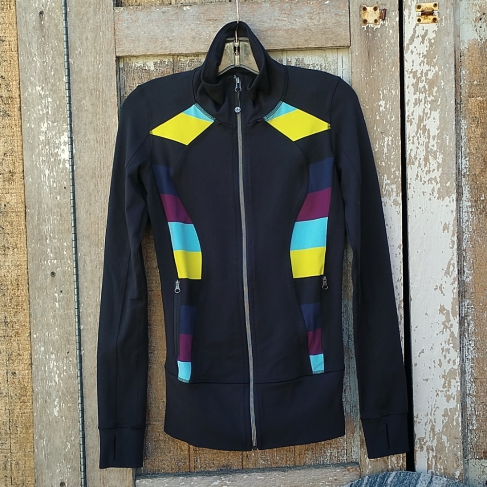Lululemon black athletic workout jacket sz 8